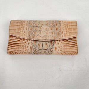 Brahmin Ady Wallet Sandstorm Alden Road Croc Embossed Leather Flap Zip Pocket